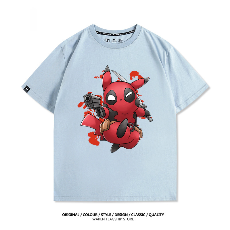 皮卡丘死侍X寶可夢 印花短袖T恤-ZUIHANG SHOP