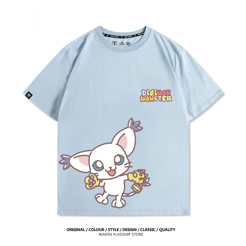 數碼寶貝 2025親子情侶男女同款 印花短袖T恤