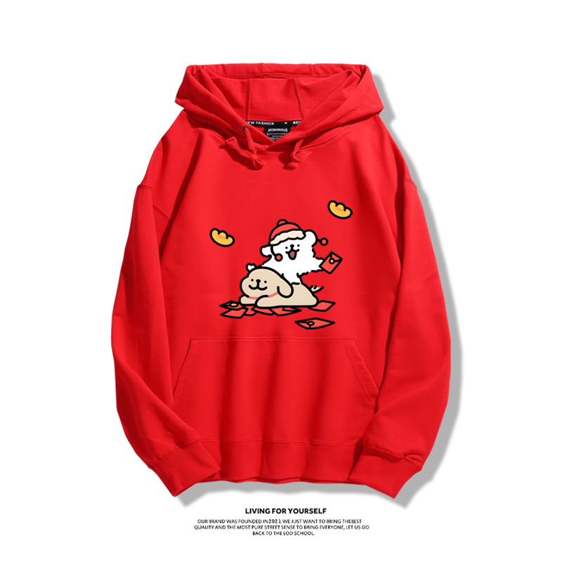 線條小狗新款 親子情侶男女款連帽衛衣-ZUIHANG SHOP