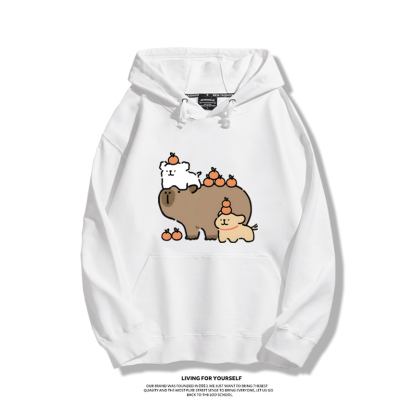 萌系卡皮巴拉x線條小狗新款 親子情侶男女款連帽衛衣-ZUIHANG SHOP