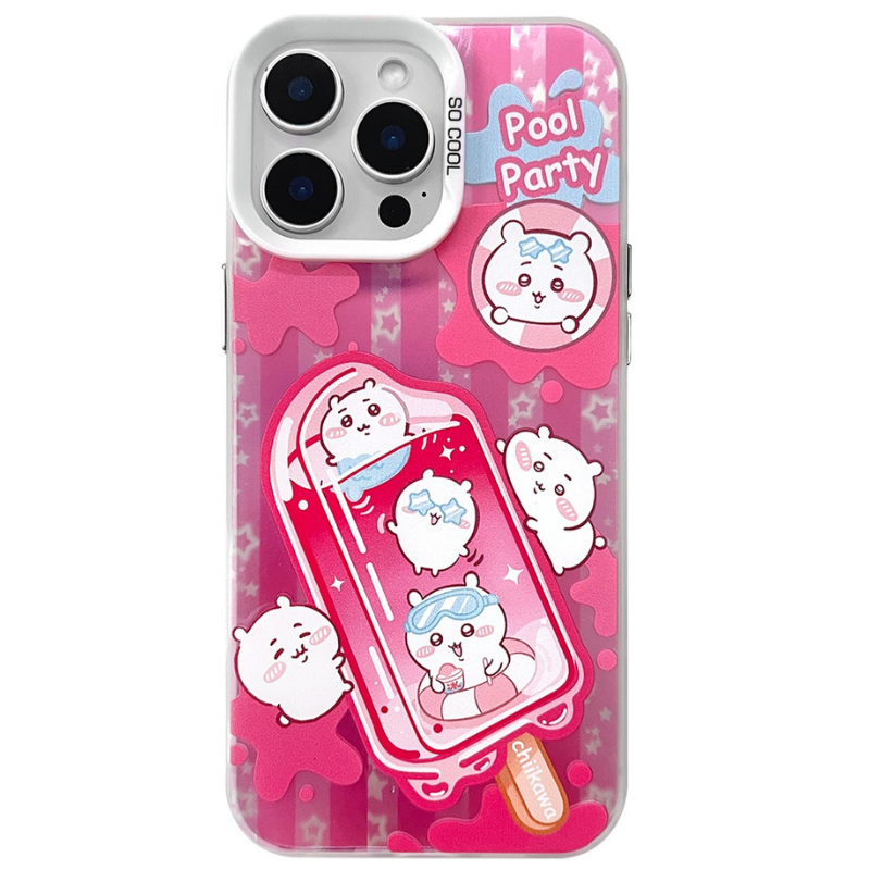 Chiikawa彩銀線條漸變防摔手機殼