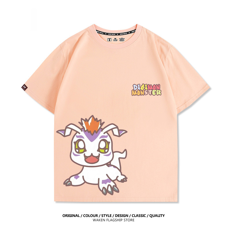 數碼寶貝 2025親子情侶男女同款 印花短袖T恤