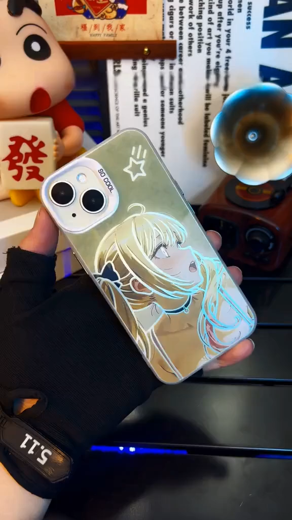 戀上換裝娃娃彩銀線條漸變防摔手機殼