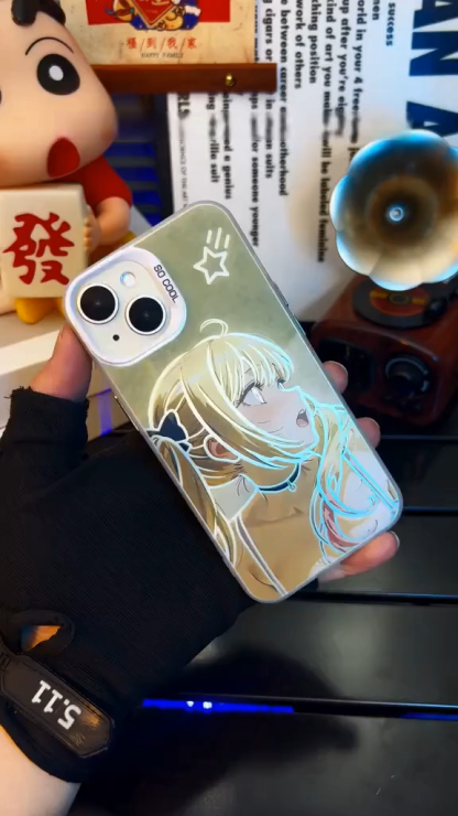 戀上換裝娃娃彩銀線條漸變防摔手機殼