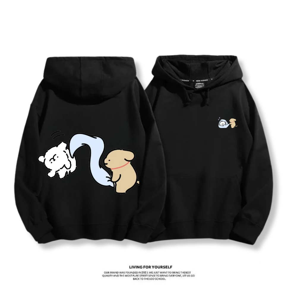 線條小狗 2025秋冬新款 親子情侶男女連帽衛衣