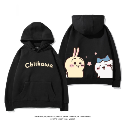 chiikawa 2024秋冬新款親子情侶裝薄絨款連帽衛衣