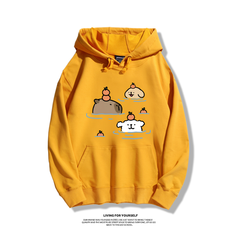 萌系卡皮巴拉x線條小狗新款 親子情侶男女款連帽衛衣-ZUIHANG SHOP