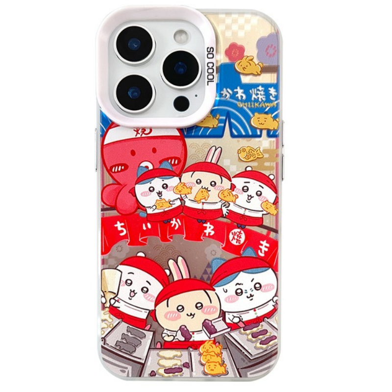 Chiikawa彩銀線條漸變防摔手機殼