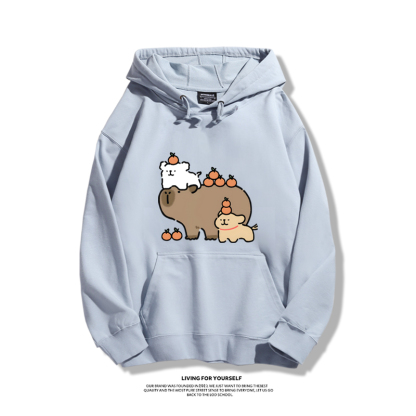 萌系卡皮巴拉x線條小狗新款 親子情侶男女款連帽衛衣-ZUIHANG SHOP