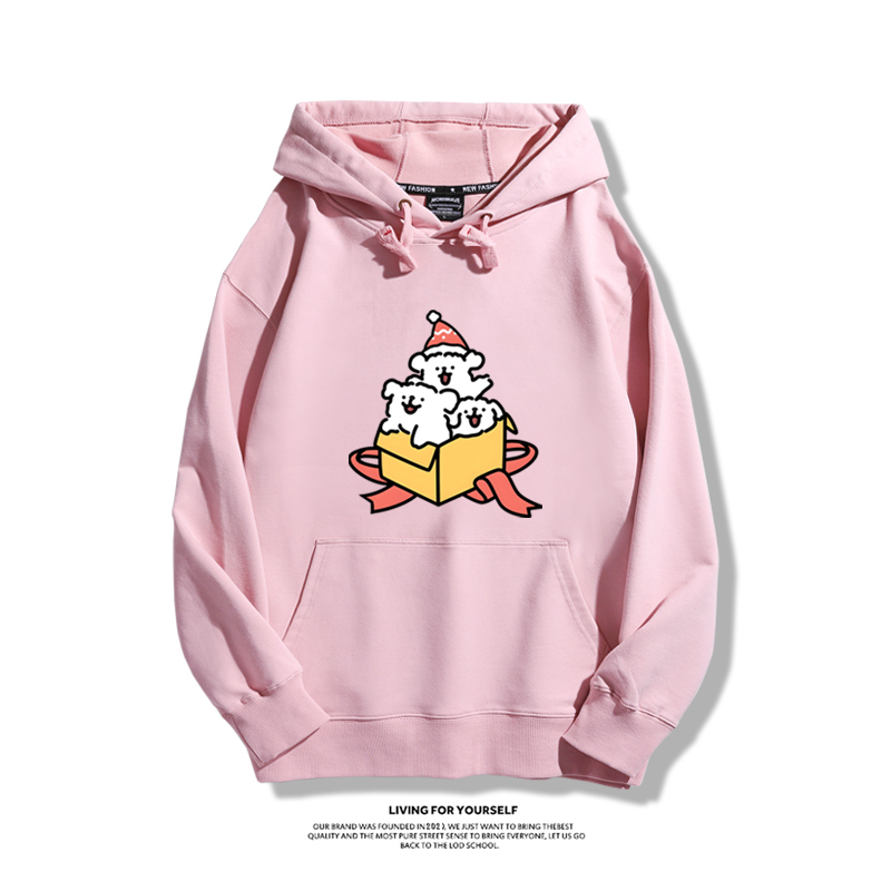 線條小狗新款 親子情侶男女款連帽衛衣-ZUIHANG SHOP