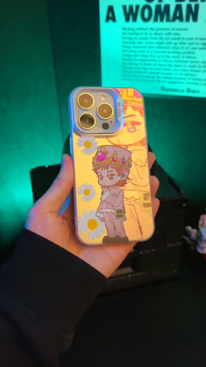 權志龍GD 彩銀線條漸變防摔手機殼