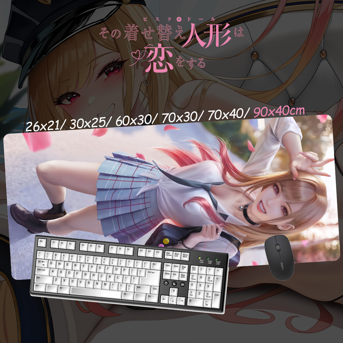 戀上換裝娃娃 超大鎖邊主題桌墊 布質滑鼠墊