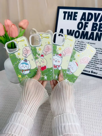 Chiikawa彩銀線條漸變防摔手機殼