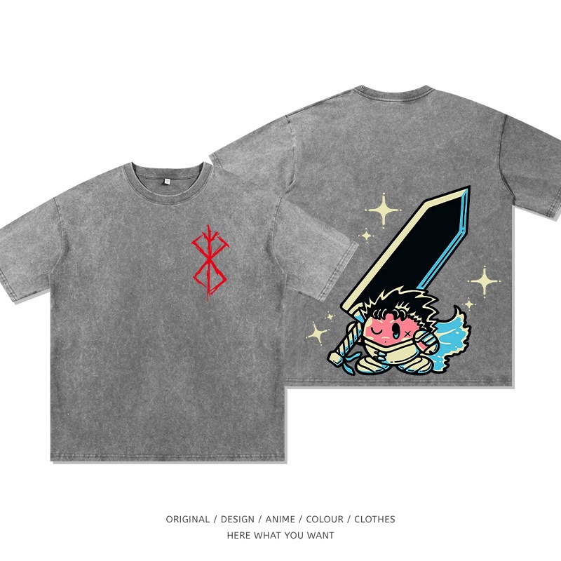 星之卡比 x 烙印勇士水洗做舊T恤