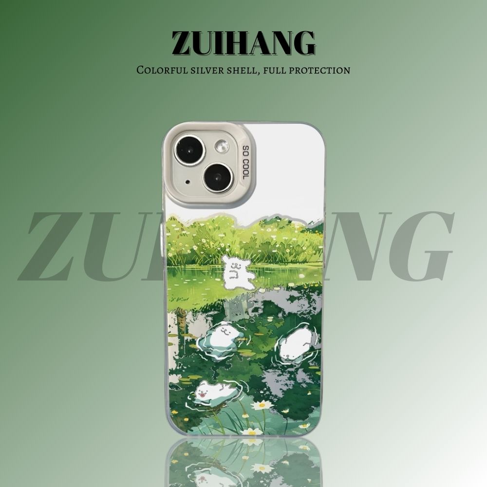 綫條小狗彩銀線條漸變防摔手機殼-ZUIHANG SHOP