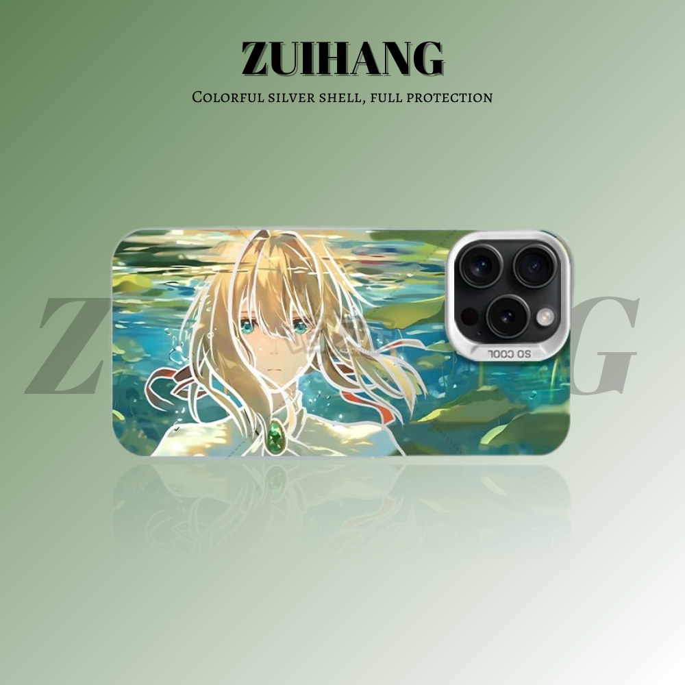 紫羅蘭永恆花園彩銀線條漸變防摔手機殼-ZUIHANG SHOP
