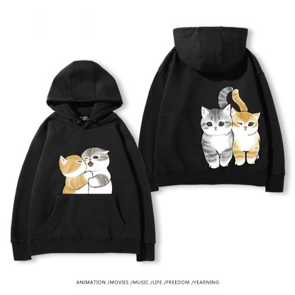 貓福珊迪猫咪可爱印花連帽衛衣