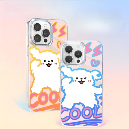 線條小狗極光金防摔手機殼