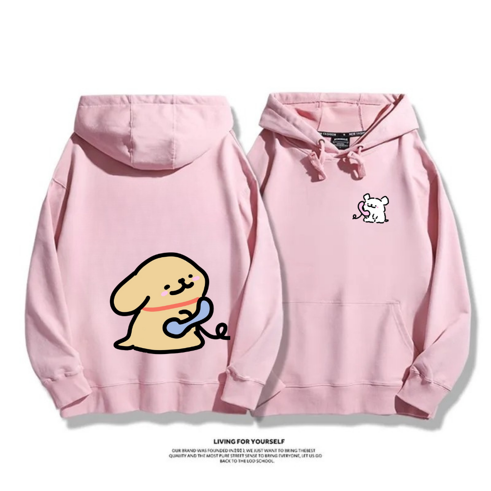 線條小狗 2025秋冬新款 親子情侶男女連帽衛衣