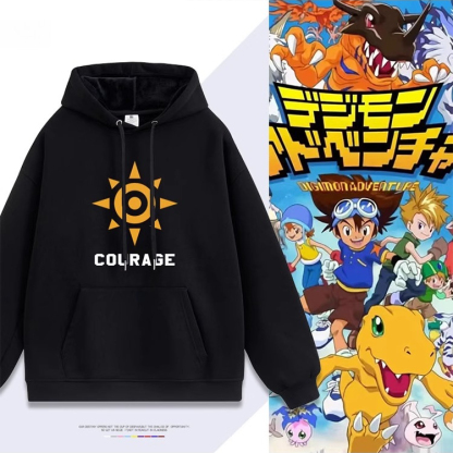 數碼寶貝大冒險勇氣徽章 聯名衛衣2025秋冬新款 親子情侶裝連帽衛衣