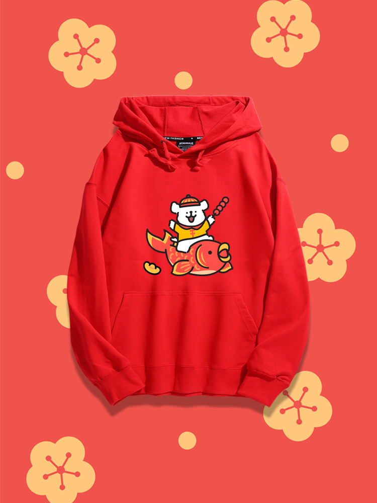 線條小狗新款 親子情侶男女款連帽衛衣-ZUIHANG SHOP