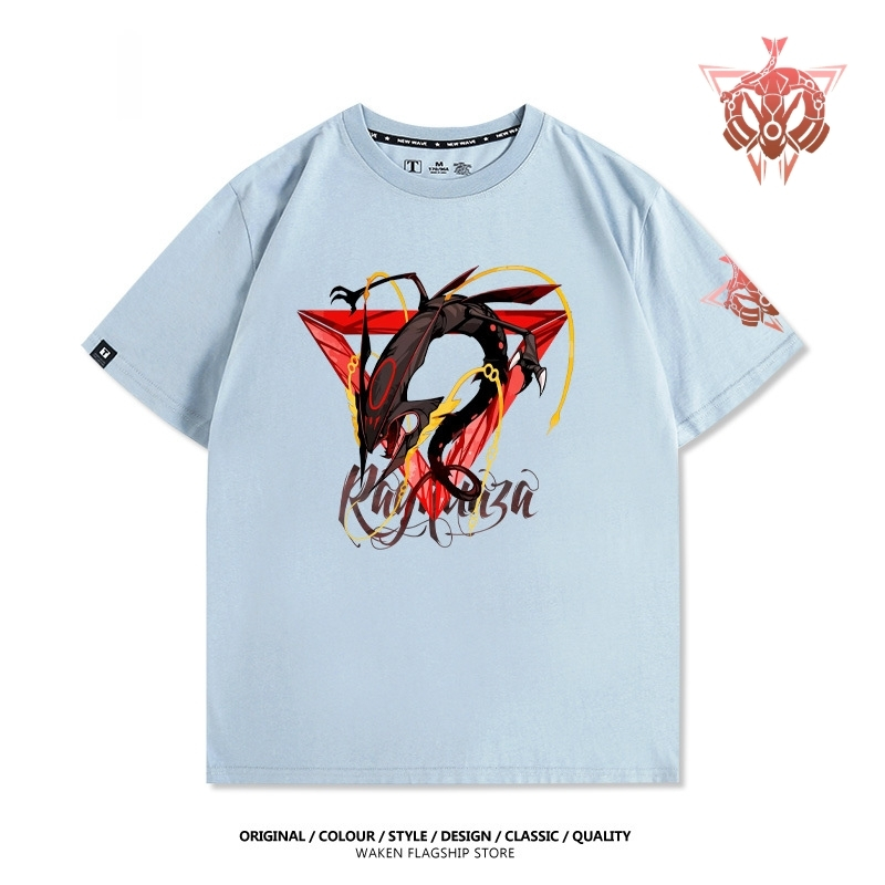 MEGE紅色裂空座印花短袖T恤