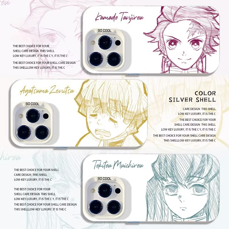 線條鬼滅之刃彩銀防摔手機殼