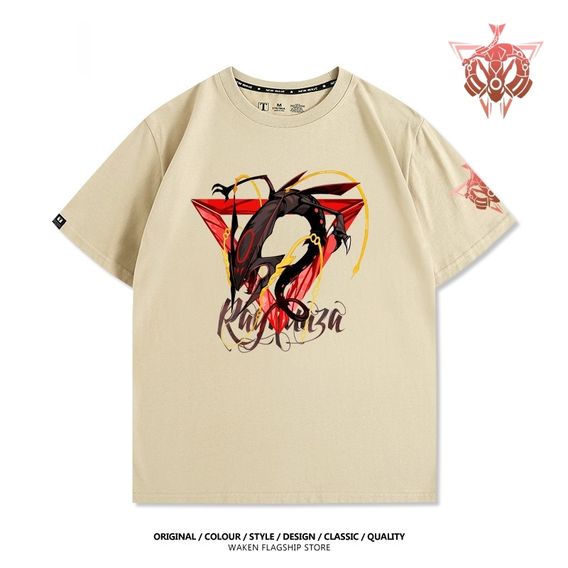 MEGE紅色裂空座印花短袖T恤