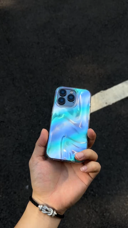 簡約ins風綢緞暈染情侶高級感手機殼