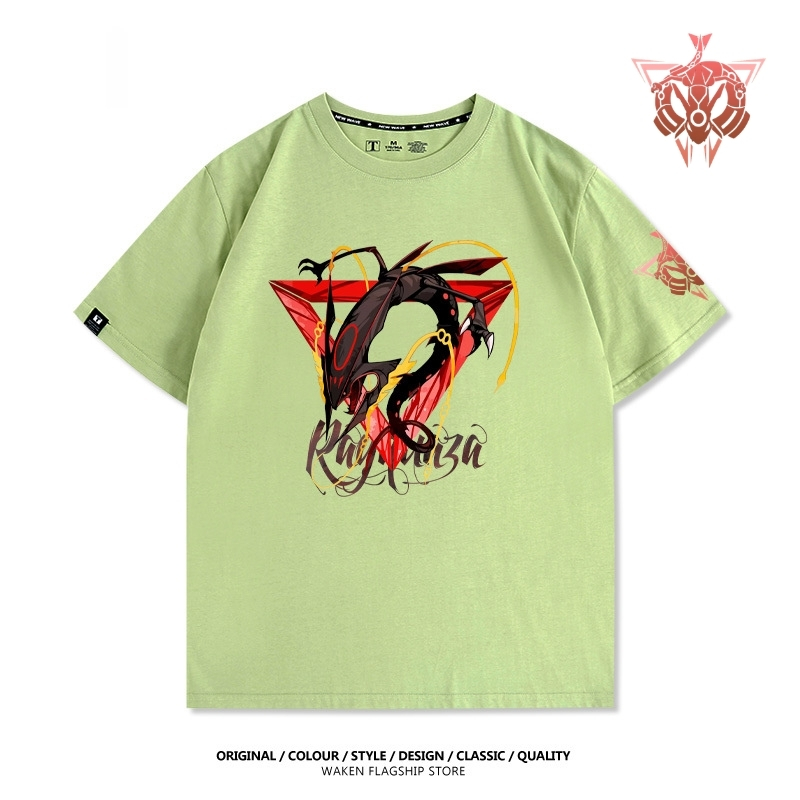 MEGE紅色裂空座印花短袖T恤