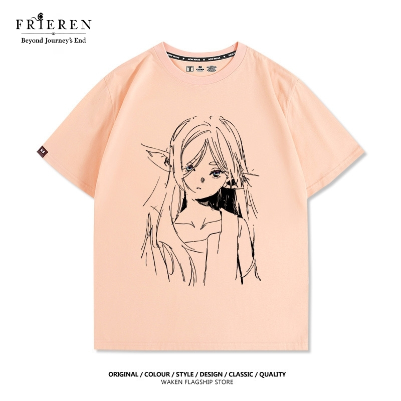 芙莉蓮動漫線條印花短袖T恤