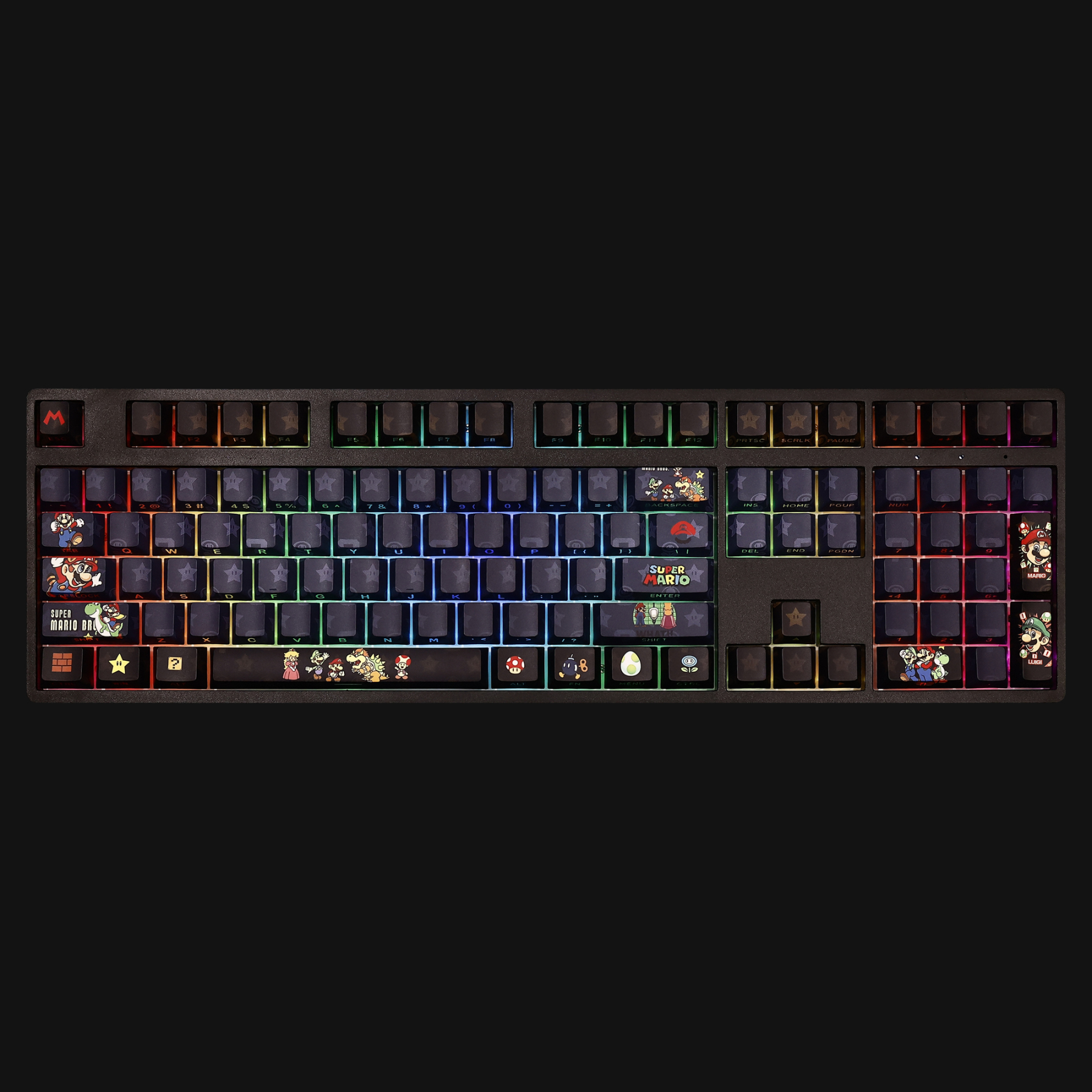 馬里奧Mario超級瑪麗透光RGB108鍵標準配列衛星軸鍵帽-ZUIHANG SHOP