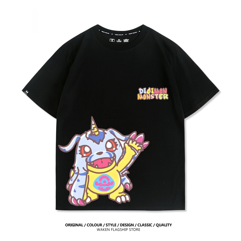 數碼寶貝 2025親子情侶男女同款 印花短袖T恤