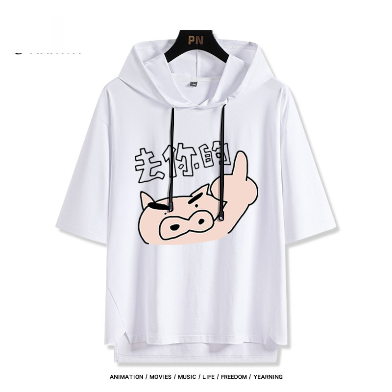 蠟筆小新 左衛門 連帽短袖T恤-ZUIHANG SHOP