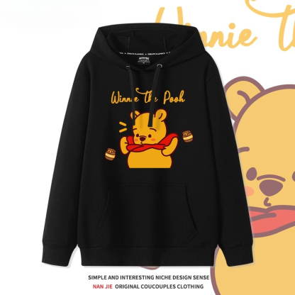 噗噗小熊維尼 聯名衛衣2025秋冬新款 親子情侶裝連帽衛衣