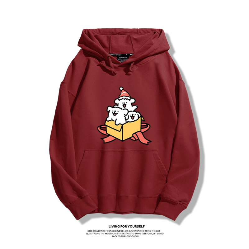 線條小狗新款 親子情侶男女款連帽衛衣-ZUIHANG SHOP