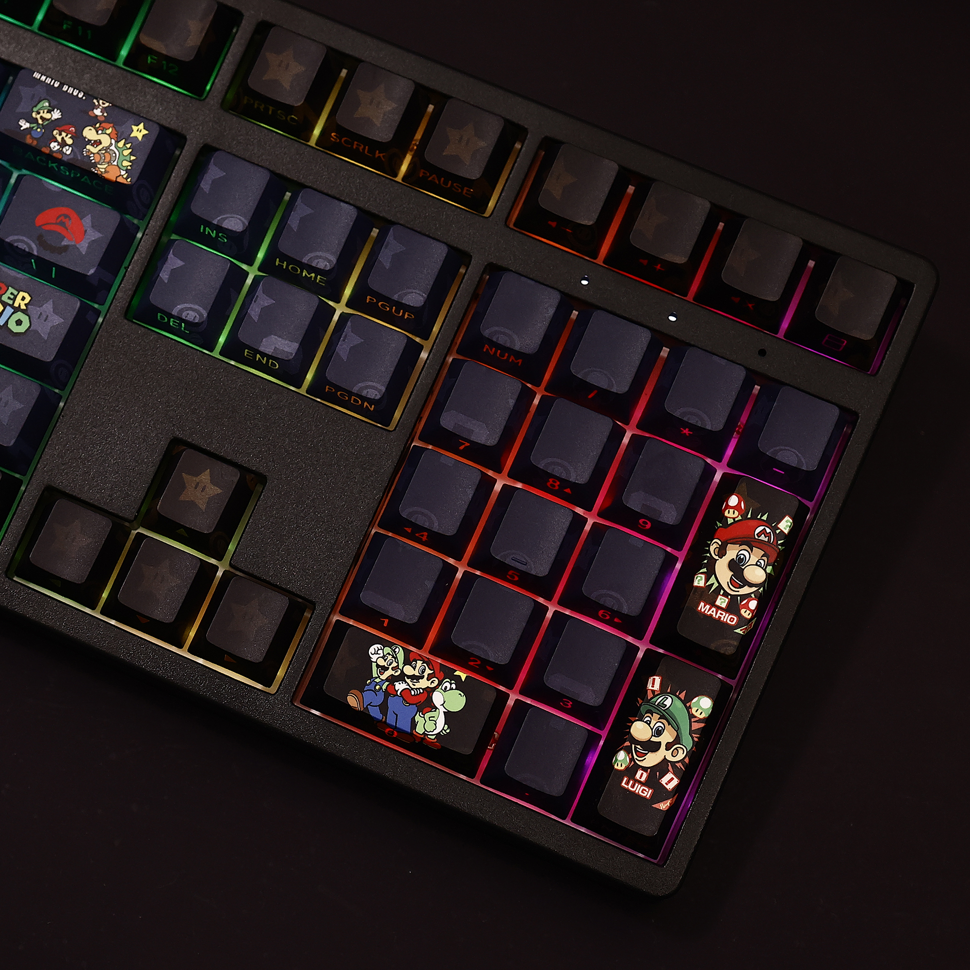 馬里奧Mario超級瑪麗透光RGB108鍵標準配列衛星軸鍵帽-ZUIHANG SHOP