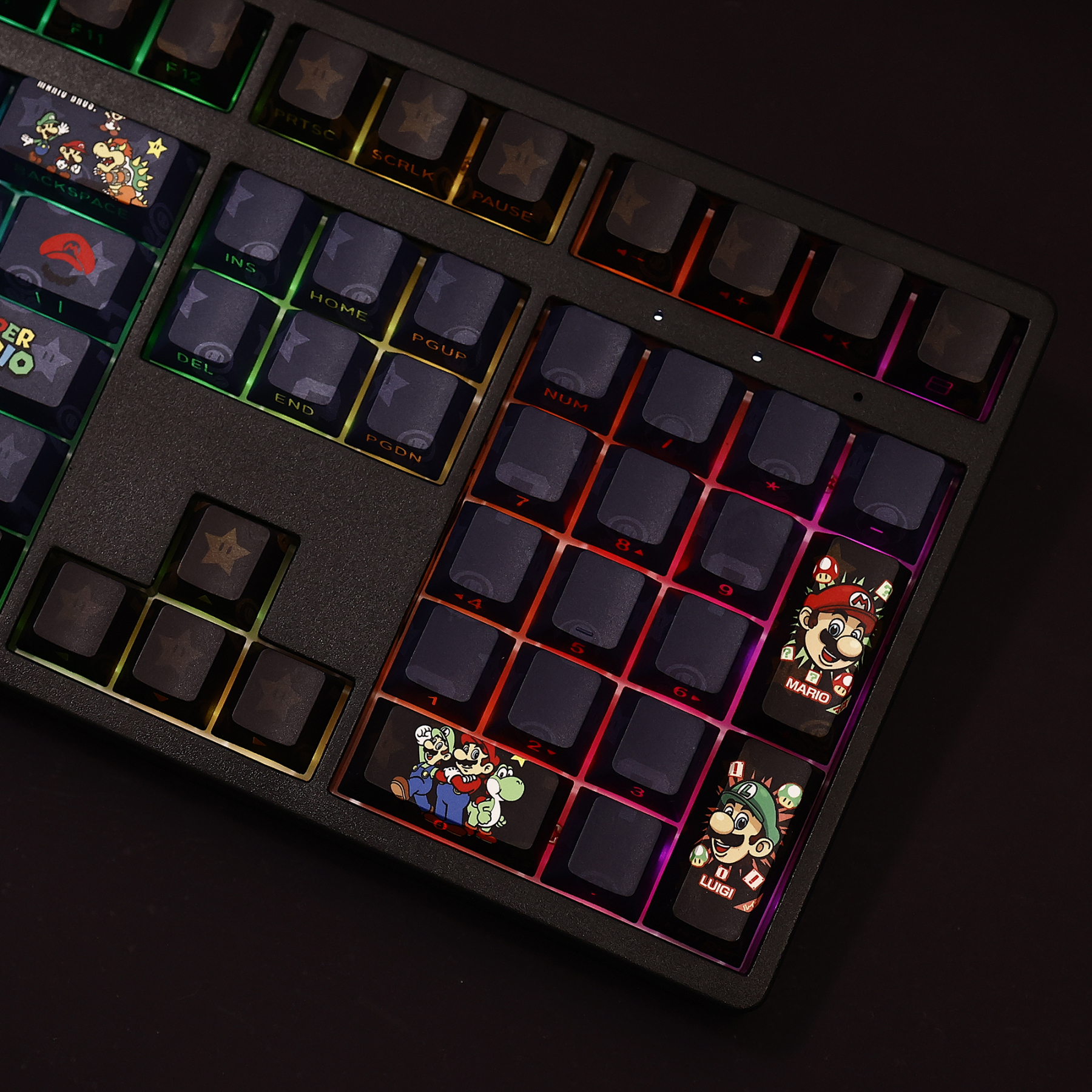 馬里奧Mario超級瑪麗透光RGB108鍵標準配列衛星軸鍵帽-ZUIHANG SHOP