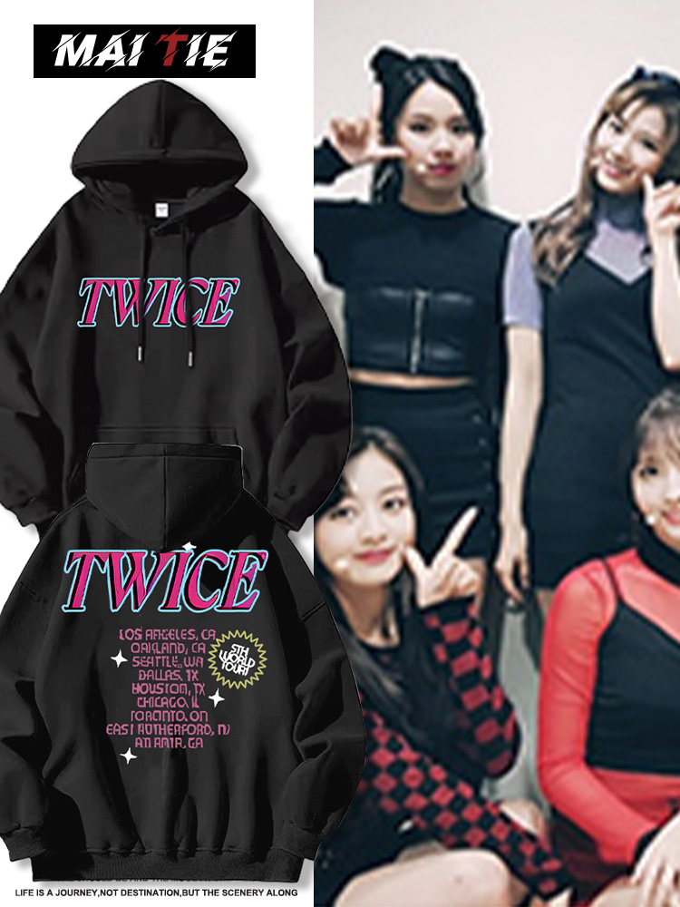 TWICE同款 寬鬆百搭 秋冬款 寬鬆連帽衛衣-ZUIHANG SHOP