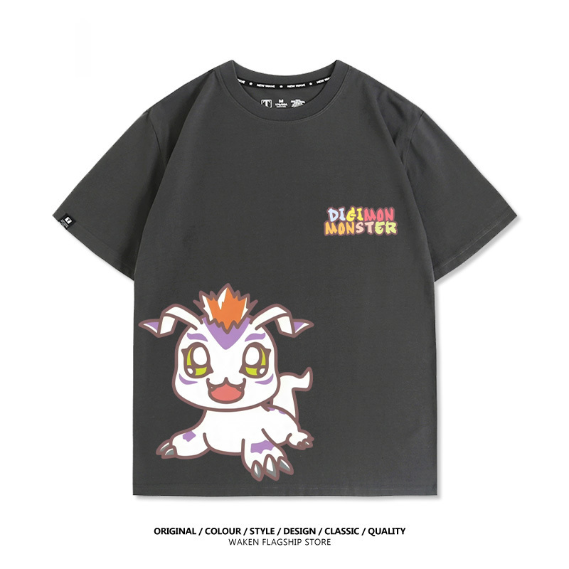 數碼寶貝 2025親子情侶男女同款 印花短袖T恤