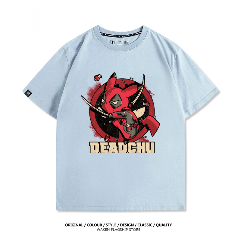 皮卡丘死侍X寶可夢 印花短袖T恤-ZUIHANG SHOP