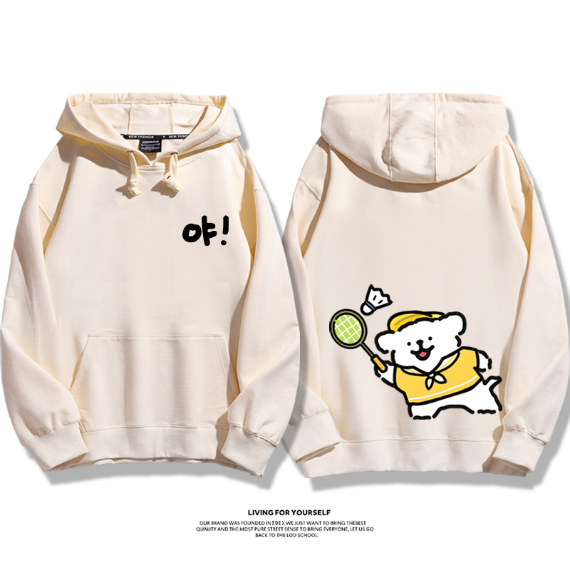 線條小狗新款 親子情侶男女款連帽衛衣-ZUIHANG SHOP