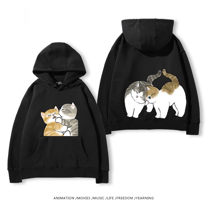 貓福珊迪猫咪可爱印花連帽衛衣