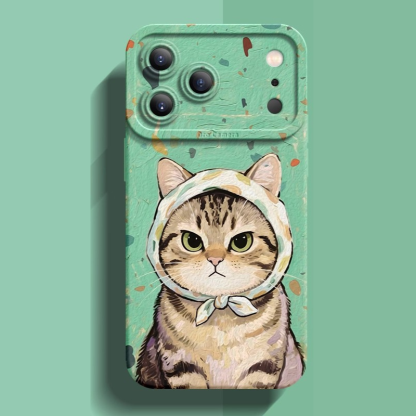 頭巾貓咪液態矽膠全包防摔軟殼