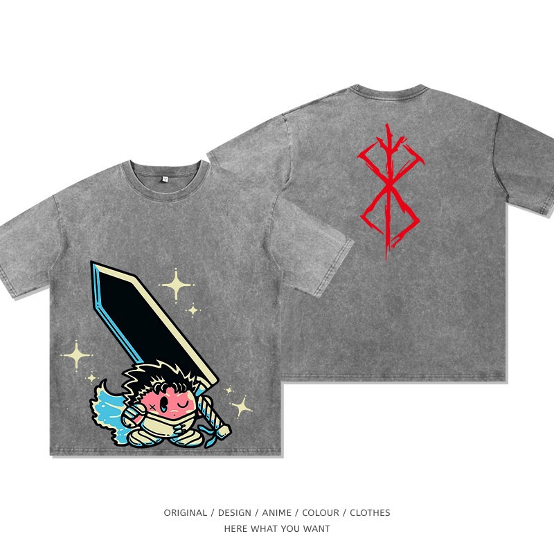 星之卡比 x 烙印勇士水洗做舊T恤