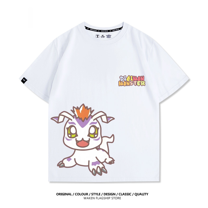 數碼寶貝 2025親子情侶男女同款 印花短袖T恤