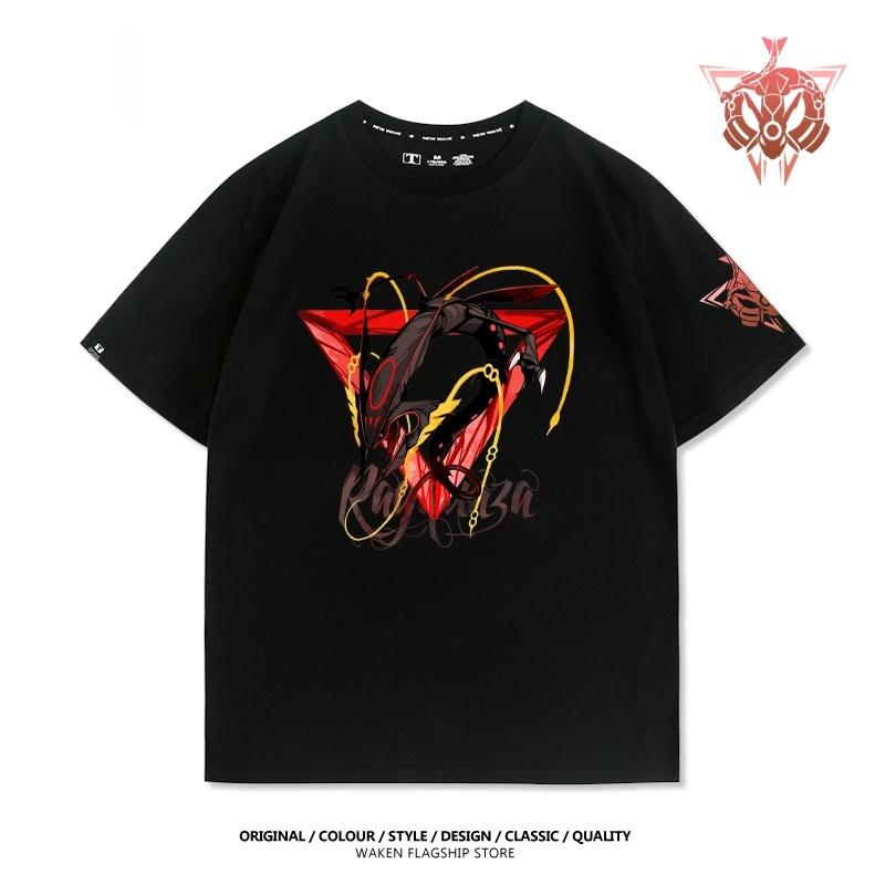 MEGE紅色裂空座印花短袖T恤