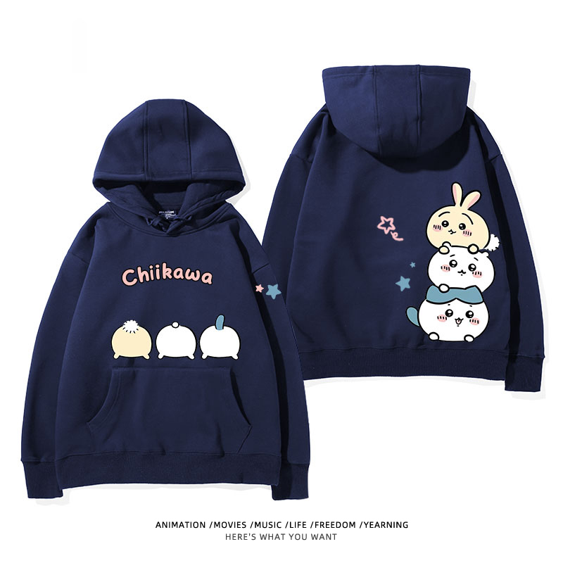 chiikawa 2024秋冬新款親子情侶裝薄絨款連帽衛衣