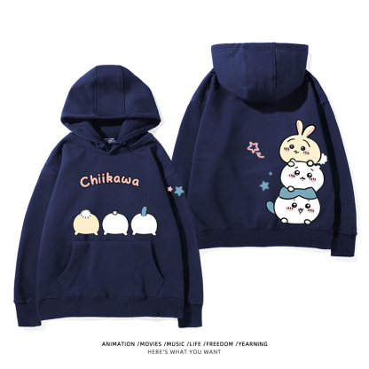 chiikawa 2024秋冬新款親子情侶裝薄絨款連帽衛衣