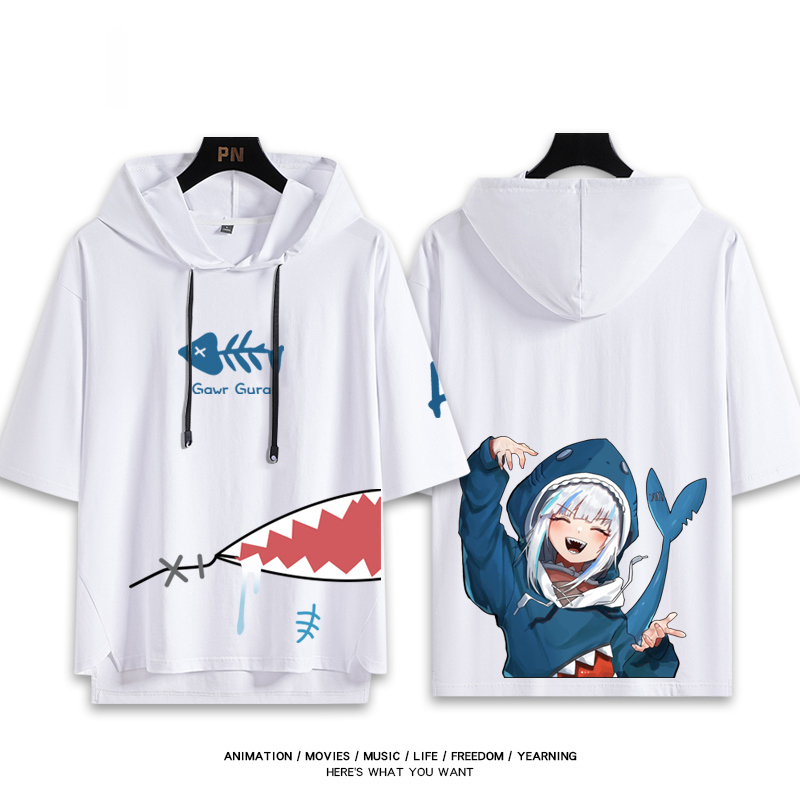 Vtuber HOLOLIVE 連帽短袖T恤 噶嗚·古拉 がうる・ぐら Gawr Gura-ZUIHANG SHOP